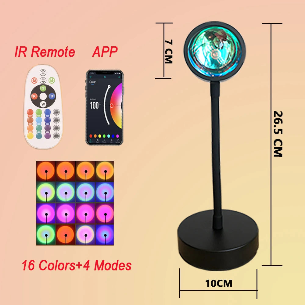 Smart Remote App Led Sunset Lamp Hot Night Light Mood Projector For Home Room Decor Wall Decoration Background For Photographic
