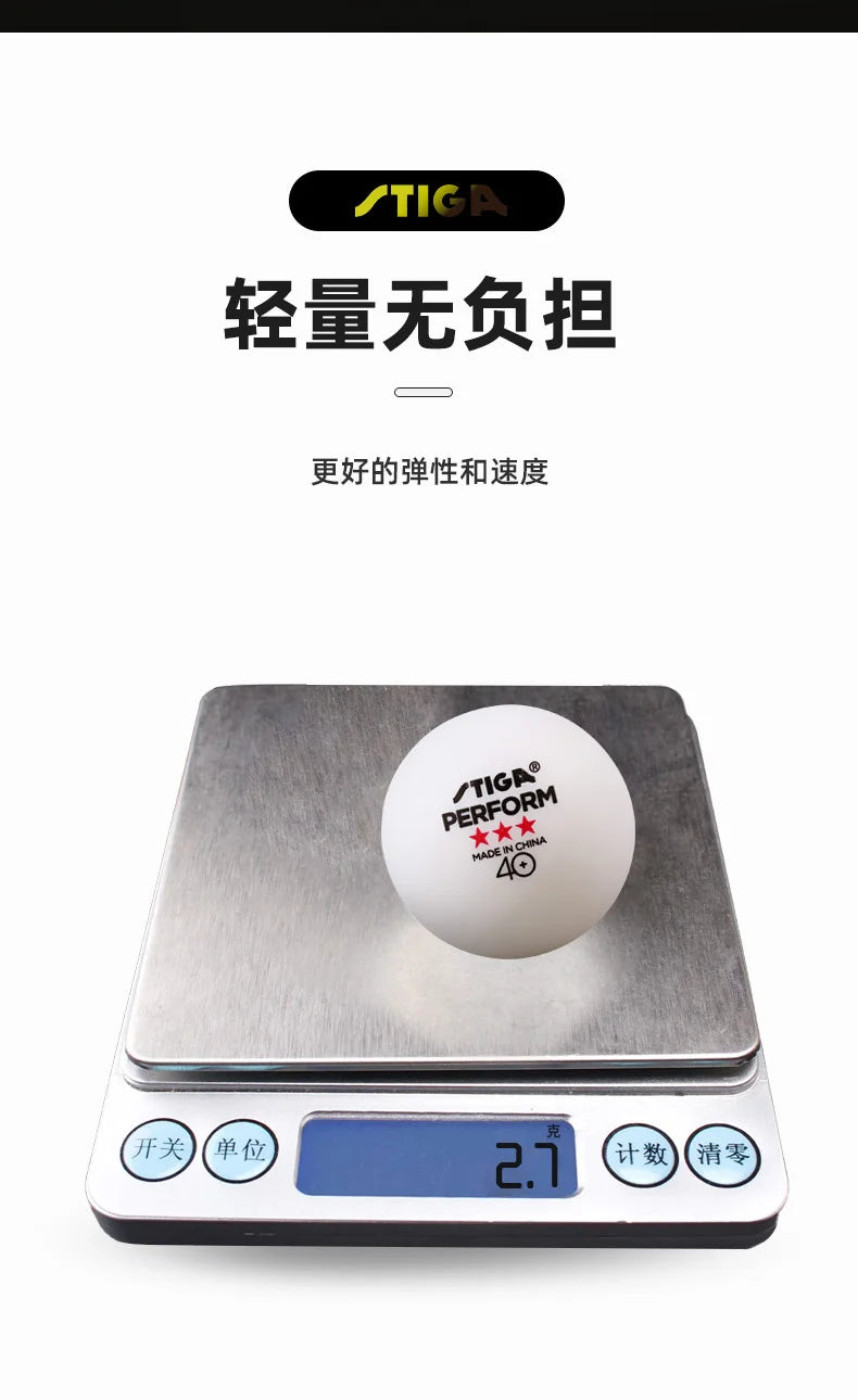 STIGA 3 Stars 40+ Table Tennis Balls ITTF ABS New Material Seamed Ping Pong Balls High Elasticity Durable Training Match Balls