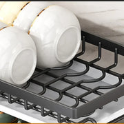 Kitchen Dish Rack Wall Mounted Multifunctional Storage Rack No-hole Cupboard with Chopsticks Knives Plates Draining Storage