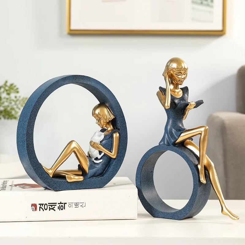 creative idea home accessories desk decoration Reading girl décoration miniature handicraft home decoration accessories  decor