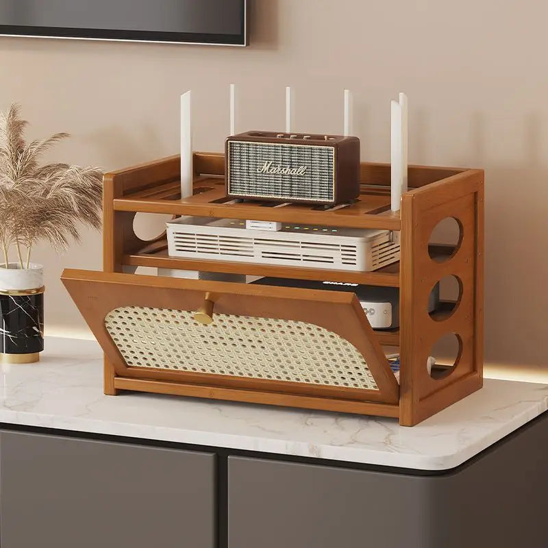 Living Room Wi-Fi Router Storage Rack, Home Tv Storage Box, Multi-Tiered Storage Rack, Office Storage Rack