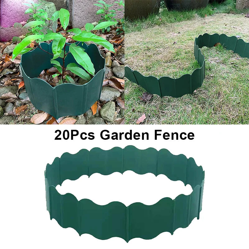 Green Garden Landscape Edging Border Lawn Edgings Decorative Landscape Fence Border for Yard Lawn Garden Flower Bed 20PCS
