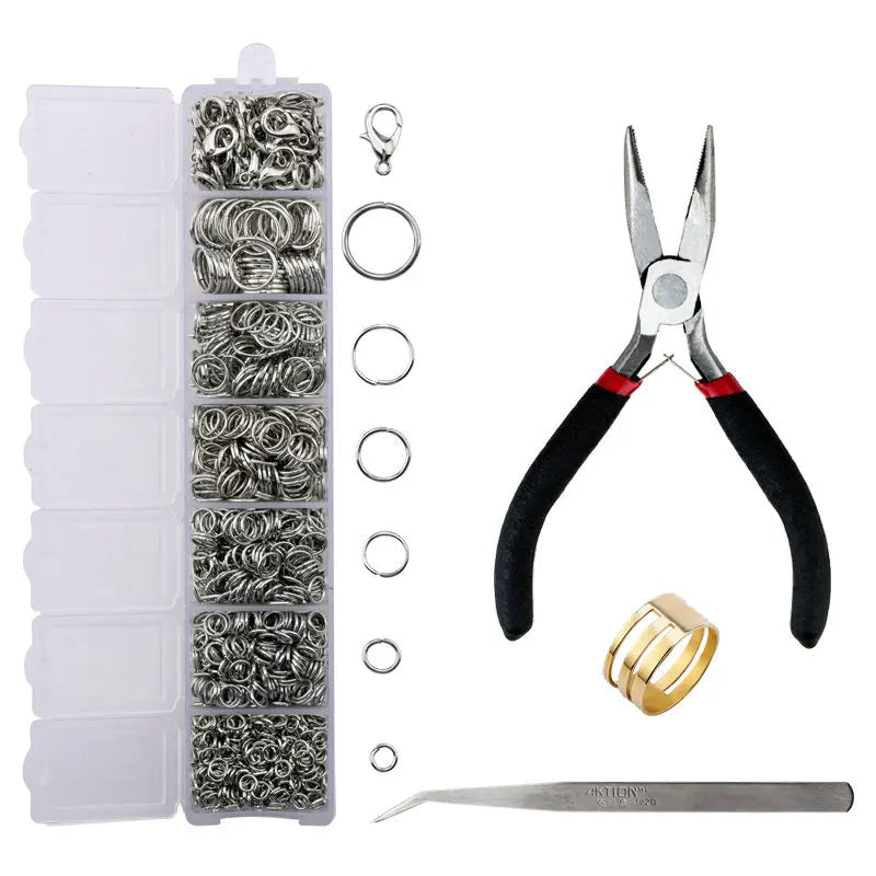 A Set Jewelry Findings Tool Set Open Jump Rings,Jewelry Pliers, Lobster Clasps hooks, jewelry tweezers Jewelry Making Supplies