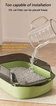 Cat Litter Box High Side Thicken Semi Enclosed Splashproof with Removable Scoop Large Capacity Easy Clean Cat Toilet Supplies