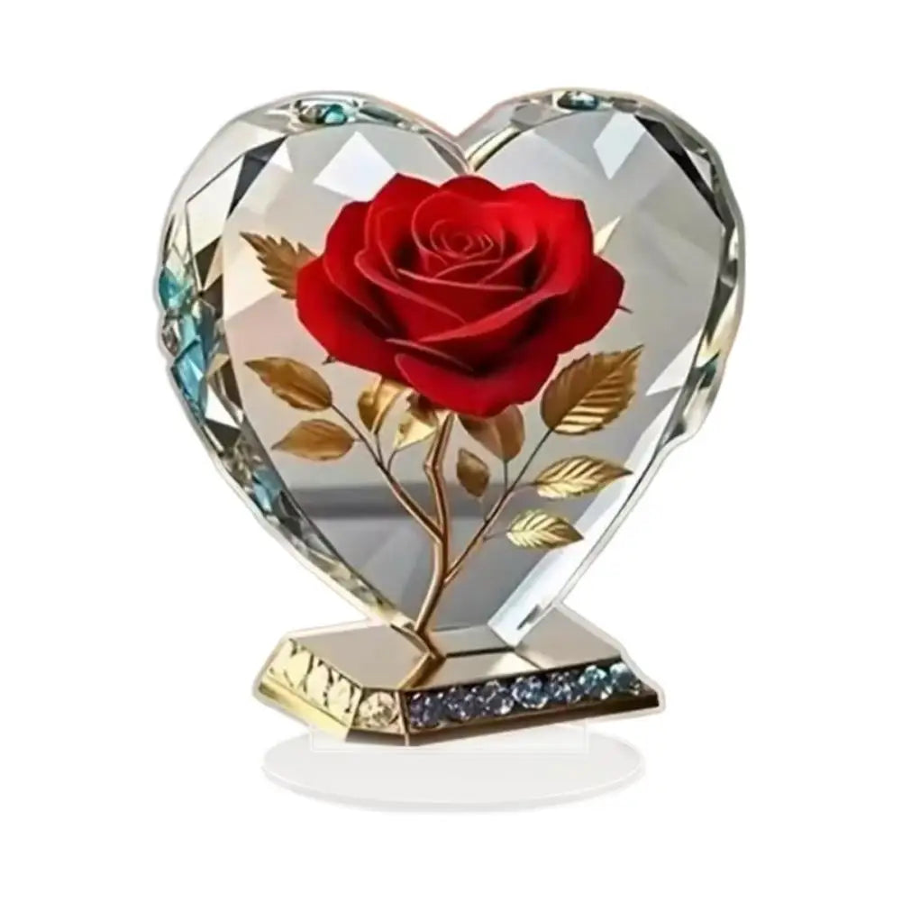 Acrylic Red Roses Decorations for Home Office Desk Enhance Visual Effects New Holiday Gift Ideas Artificial Blooming Plant Decor