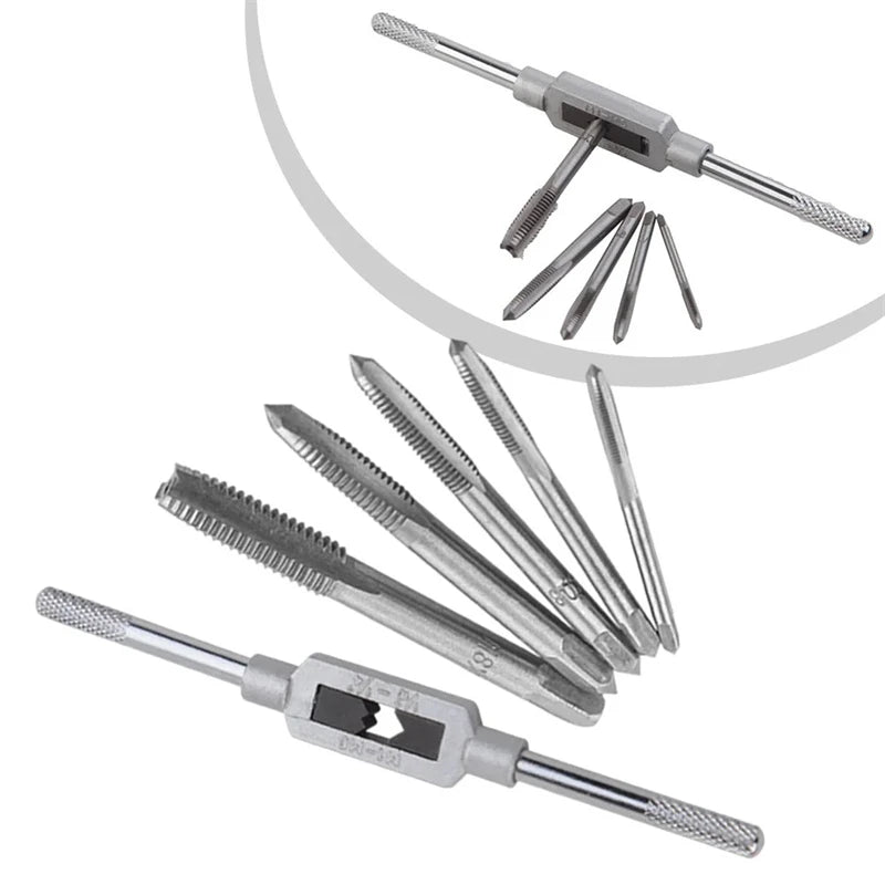 Adjustable Wrench T-Handle Milling Tap High Speed Steel Taps Metric Screwdriver Thread Tapping drill Holder Hand Tool Set