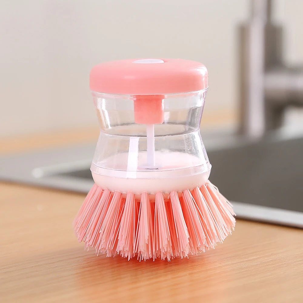 Kitchen Wash Pot Dish Brush Utensils with Washing Soap Liquid Dispenser Household Cleaning Accessories