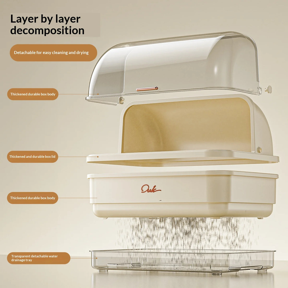Kitchen Flip-up Drainer Dish Cabinet Household Multi-functional Moisture-proof Storage Organizer for Bowls and Utensils