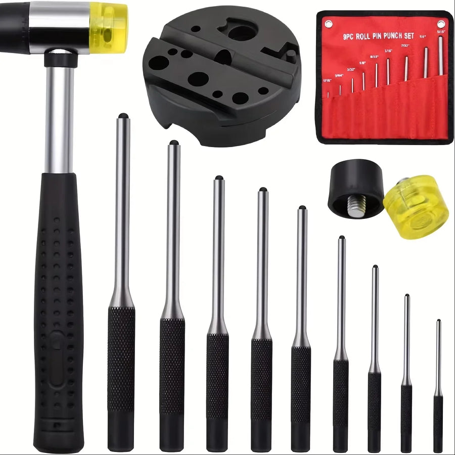 Roll Pin Punch Tool Set Storage Smithing Small Punch Long Tools Removing Repair Bench Block Roll Pin Punch Set Hammer Metric