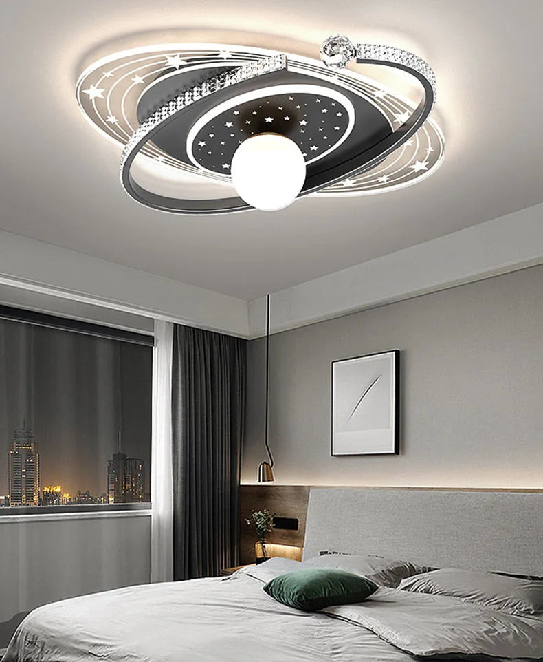 Nordic smart ceiling light home decor led pink blue star ring light  for children‘'s room dimmable luxury boy room decor lights