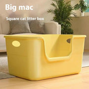 ♥Extra Large Cat Litter Box;Semi-Enclosed & Open Design, Anti-Splash Cat Toilet with High Sides