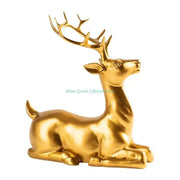 E74E Elegant Golden Deer Figurine Decoration for Home Office Tabletop Shelf Ornament