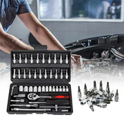 Professional Car Repair Tool Set Motorcycle Toolbox Set 46-Piece Set Car Repair Kit Ratchet Wrench Set Sockets Auto Repair Tools