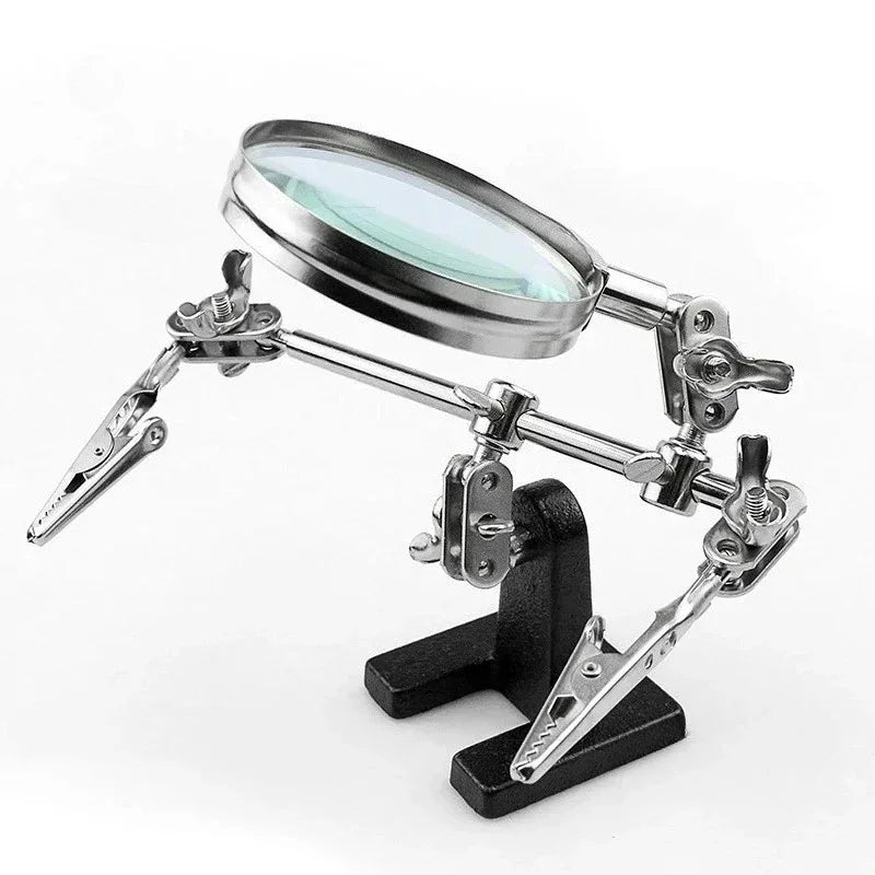 Professional Third Hand Tool with Adjustable Magnifying Glass Jeweler Soldering Clip Craft InlayWelding and PrecisionRepair Work