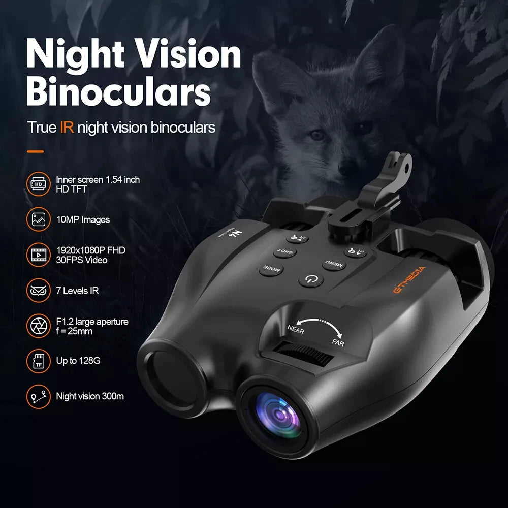 GTMEDIA N4 Night Vision Binoculars Infrared Night-Visions Device 1080P 5X Digital Zoom Head Mount Goggles Day/Night Use Outdoor