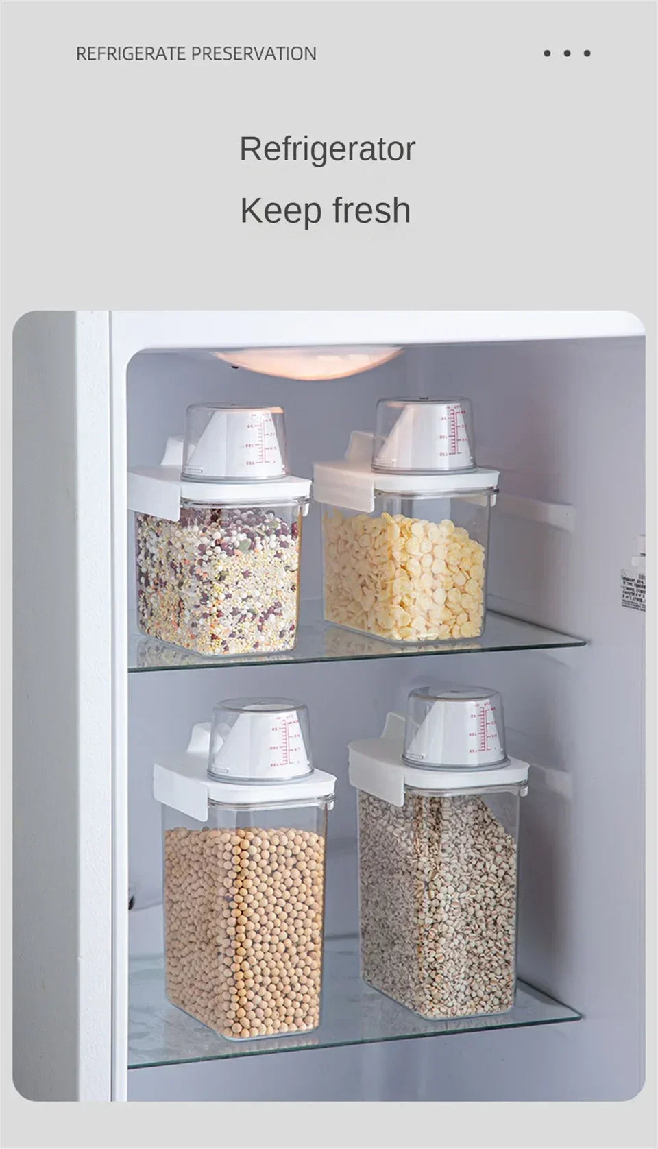 Food Storage Containers  with Measuring Cup Moisture-proof Powder Cereal Storage Tank Detergent Plastic Airtight Kitchen Items