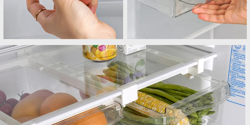 Hanging Fridge Storage Clear Refrigerator Shelves Organizer Eggs Fruits Vegetable Food Container Space Saving Kitchen Drawer Box