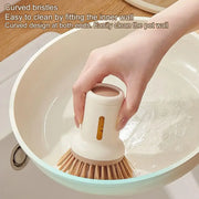 Kitchen Pot Brush for Home Use Long Handle Rotating Dish Washing Scrubber with Liquid Dispenser Easy Clean Pan and Bowl