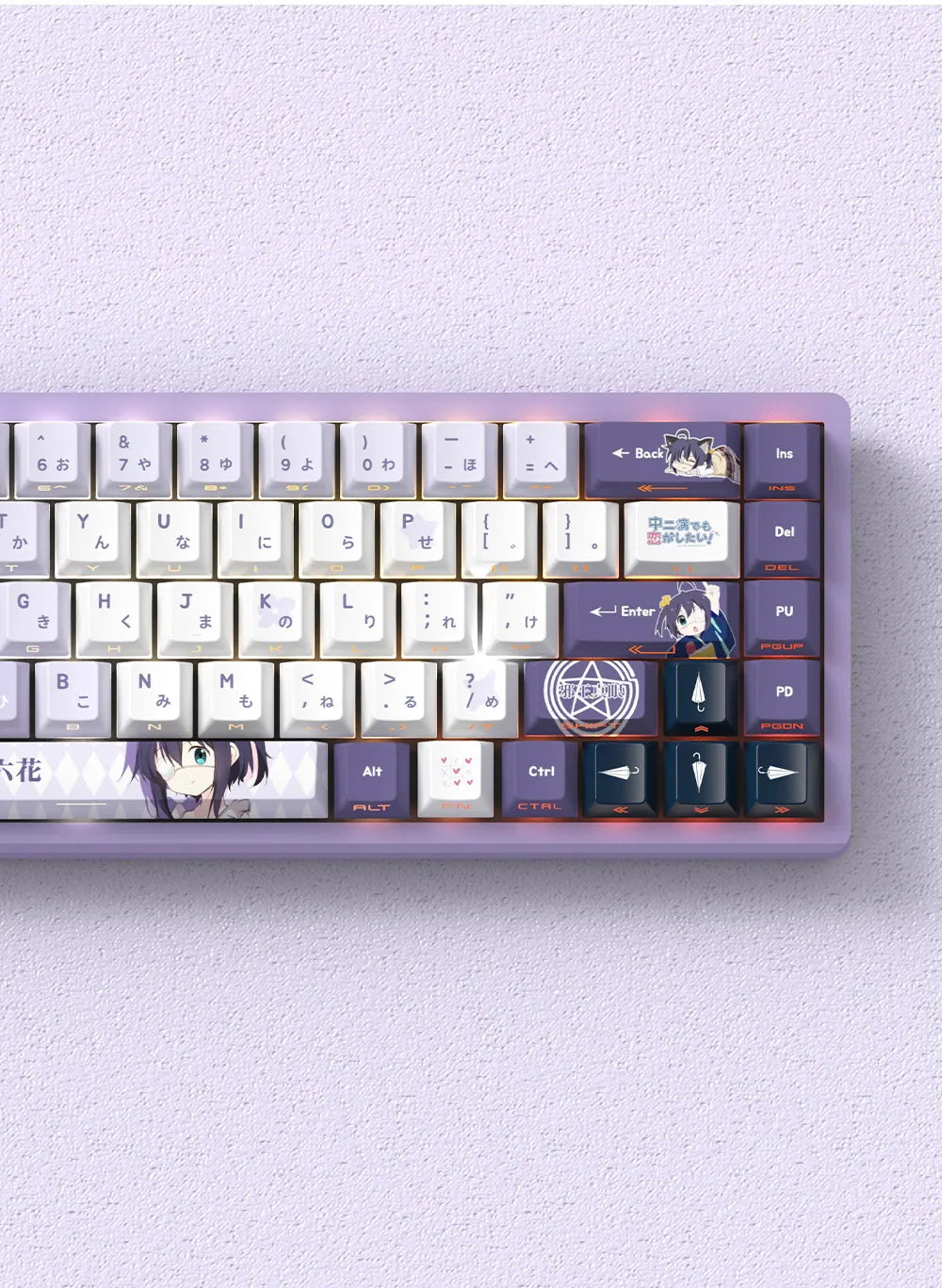 Anime Gaming Keyboard Keycaps 129 Key Set Pbt Material Five-Sided Heat Sublimation Transparent Side-Engraved Mechanical Keyboard