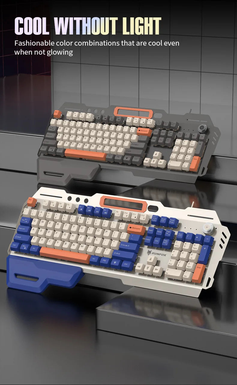 Gaming Keyboard Spanish Russian Arabic Keyboard 100% Layout RGB Backlight Gamer Keyboard Volume Knob Wired K90 104 Keys Hand Sup