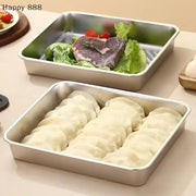 Stainless Steel Kitchen Storage Container With Tray – Refrigerator Organizer For Dumplings, Fruits, Vegetables, Meat, And Cakes