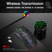 HXSJ T66 RGB 2.4G Wireless Gaming Mouse RGB Lighting Charging Mouse with Adjustable DPI Ergonomic Design for Desktop Laptop