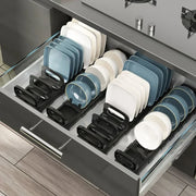 Kitchen Bowls Dish Storage Rack Adjustable Buckle Cabinet Drawer Storage Holder Dish Drain Rack Kitchen Drainage Storage Tools