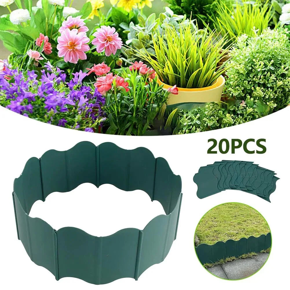 Green Garden Landscape Edging Border Lawn Edgings Decorative Landscape Fence Border for Yard Lawn Garden Flower Bed 20PCS
