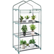 Garden Greenhouse 4 Tier Walk-in Green House Transparent Cover with Doors & Windows Small Waterproof Frost Without Iron Frame