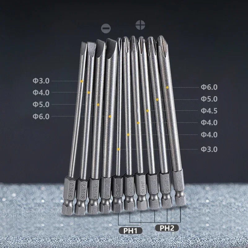 Screwdriver Set Strong Magnetic Batch Head Steel Slotted Phillips Screw Driver Bits Car Repair Utility Electric Tool Accessories