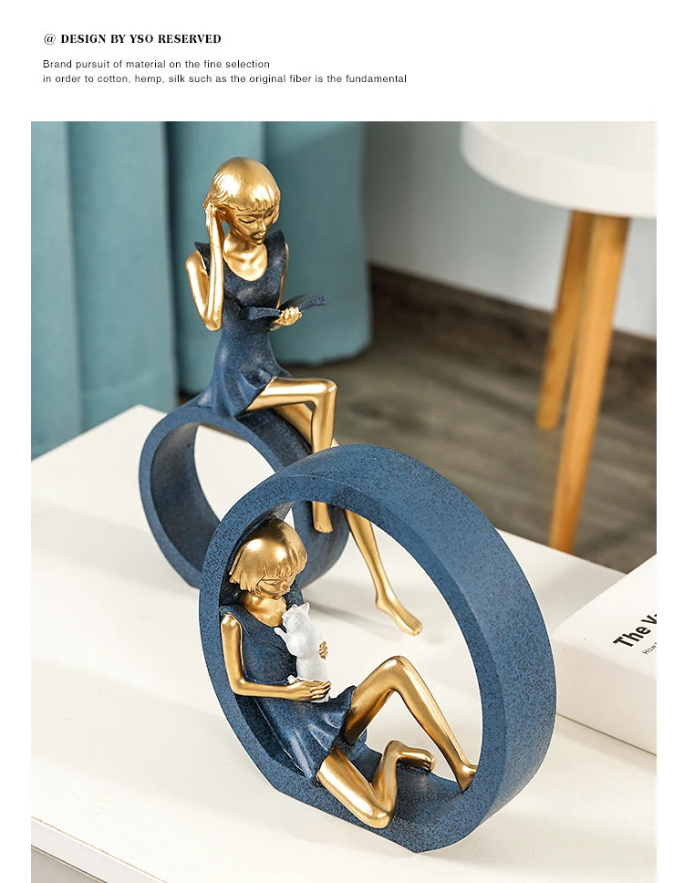 creative idea home accessories desk decoration Reading girl décoration miniature handicraft home decoration accessories  decor