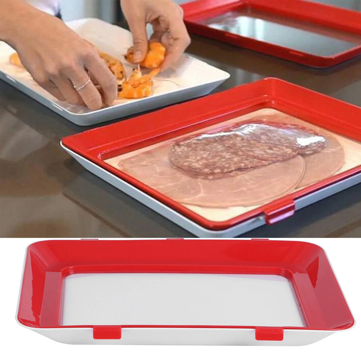 Food Preservation Tray Reusable Stacking Food Storage Trays With Seal Buckles for Storing Meal Fruits Vegetables Meat Leftovers