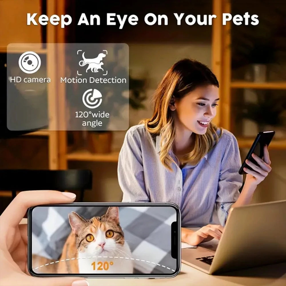 4L large capacity cat feeder, intelligent APP and high-definition camera, stainless steel food bowl