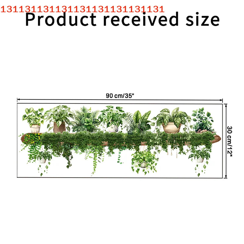 Bedroom Living Room Wall Beautification Green Plant Decor Courtyard Wall Decals Green Dill Leaves Hanging Basket Wall Stickers
