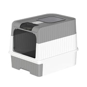 Cat Litter Box with Scoop, Large Foldable Litter Box with Lid, Front Entry Top Exit Kitty Box, Odor Control, Easy To Clean