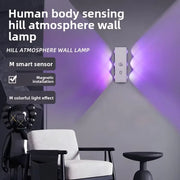Smart Magnetic LED Wall Lamp with Motion Sensor Night Light 3 Color/Multicolor USB-Powered for Bedroom Living Office Wardrobe