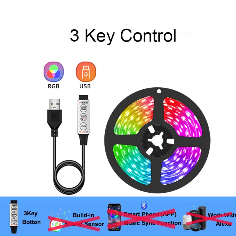 Smart Led Lights Strip TV Smart Bedroom Lighting Bluetooth Usb Led Strip Rgb 5V Adhesive Led Tape 5050 Wall Room Decoration