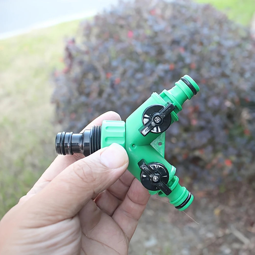 Garden Water Splitter Y Connector 2-Way Valvewith Switch for Faucet Irrigation Flower Planting Water Control Plastic Adapter