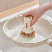 Kitchen Pot Brush for Home Use Long Handle Rotating Dish Washing Scrubber with Liquid Dispenser Easy Clean Pan and Bowl