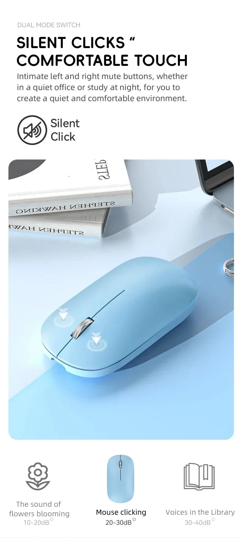 Wireless Mouse Bluetooth Silent 2.4G Dual-mode Type-C Charging Ergonomic Morandi Portable Laptop Office Gaming Mouse
