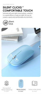 Wireless Mouse Bluetooth Silent 2.4G Dual-mode Type-C Charging Ergonomic Morandi Portable Laptop Office Gaming Mouse