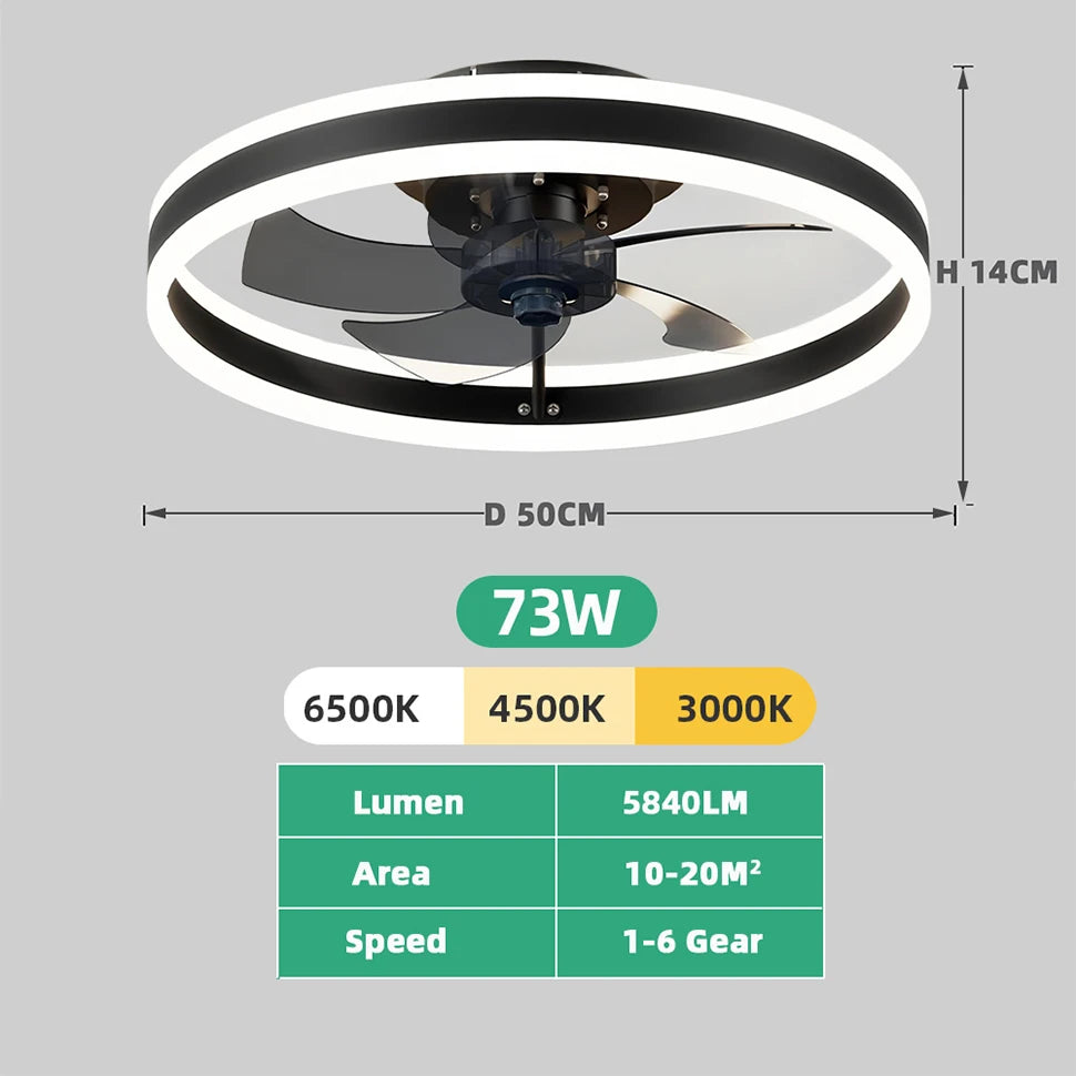 IRALAN Smart Ceiling Fan With Lights Remote Control Bedroom Decor Ventilator Lamp 6-speed wind speed led Circulator fan light