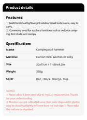 Outdoor Survival Tool Camping Multifunctional Hammer Pocket Multi Tools Aluminum Alloy Hook Life-saving Hammer New