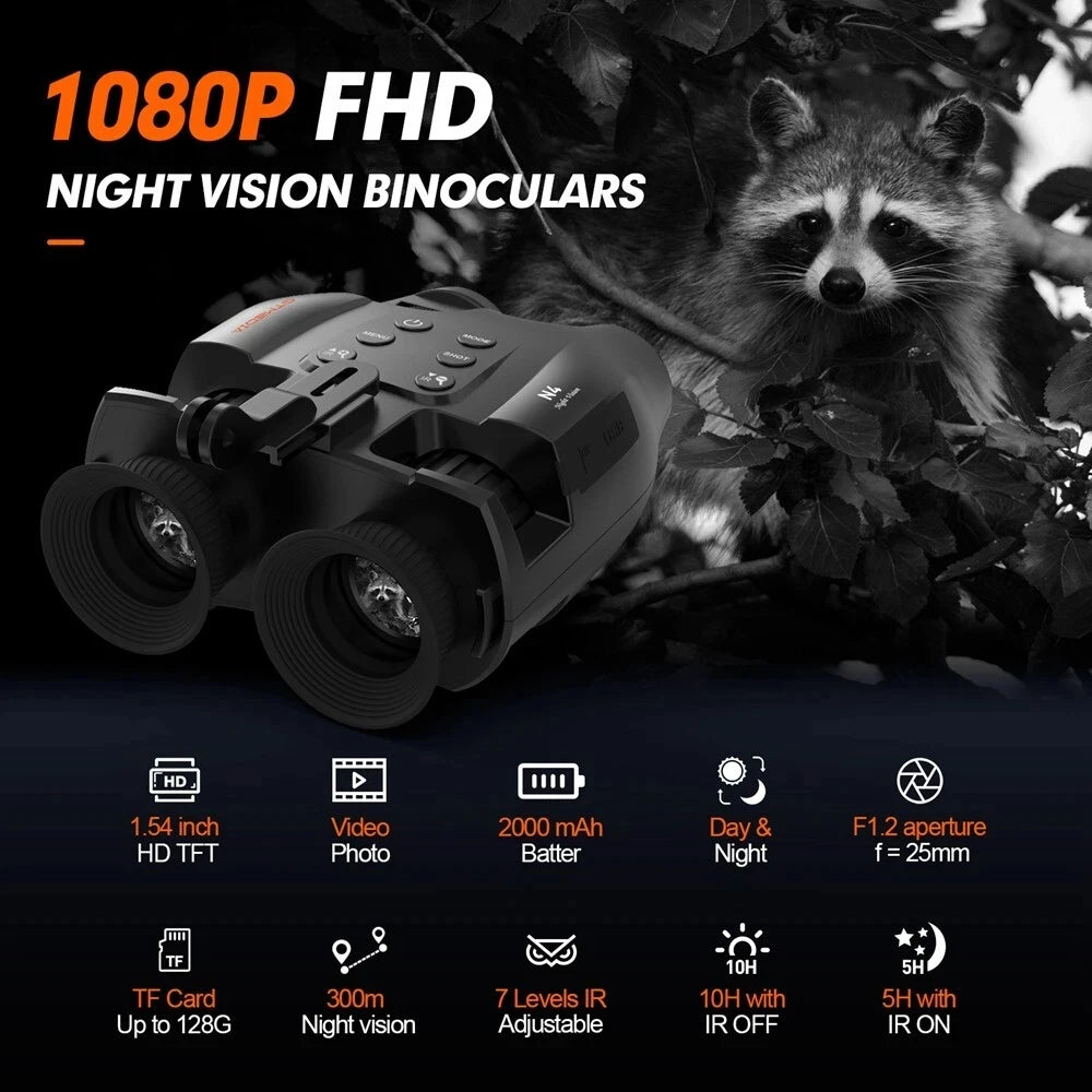GTMEDIA N4 Night Vision Binoculars Infrared Night-Visions Device 1080P 5X Digital Zoom Head Mount Goggles Day/Night Use Outdoor
