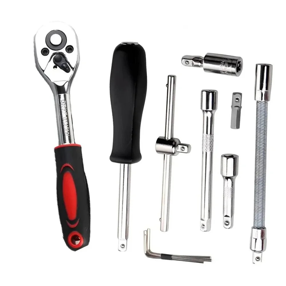 Professional Car Repair Tool Set Motorcycle Toolbox Set 46-Piece Set Car Repair Kit Ratchet Wrench Set Sockets Auto Repair Tools