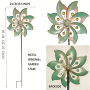 Garden Stake Metal Wind Spinners Creative Durable Gardening Plug Rotating Double Windmill Sculpture Backyard Patio