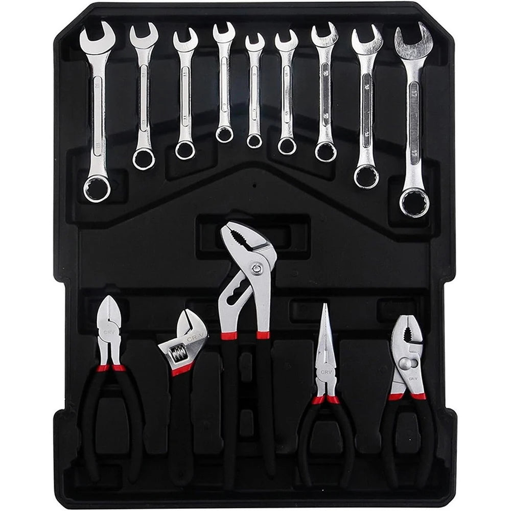 Wheeled Trolley Tool Sets,187Pcs Aluminum Trolley Case Tool Set Silver, Car Mechanics Repair Kit Set, Household Hand Tool Set