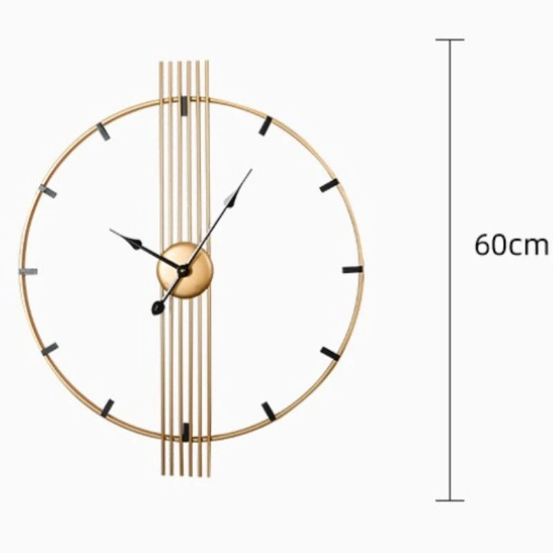 24 Inch 60cm Modern Simple and Atmospheric Living Room Large Wall Clock Nordic Light Luxury Wrought Iron Home Silent Wall Clock