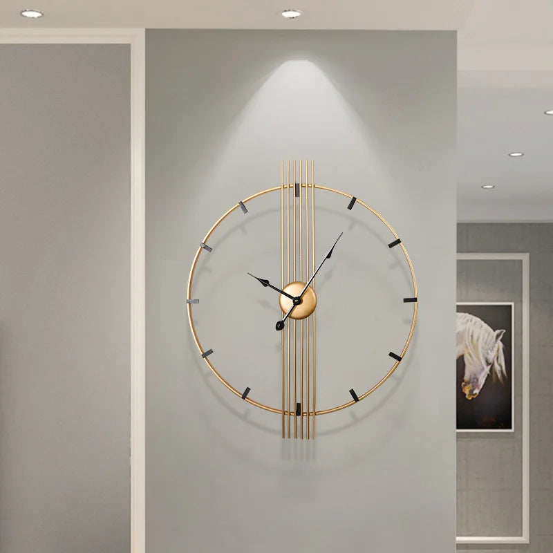 24 Inch 60cm Modern Simple and Atmospheric Living Room Large Wall Clock Nordic Light Luxury Wrought Iron Home Silent Wall Clock