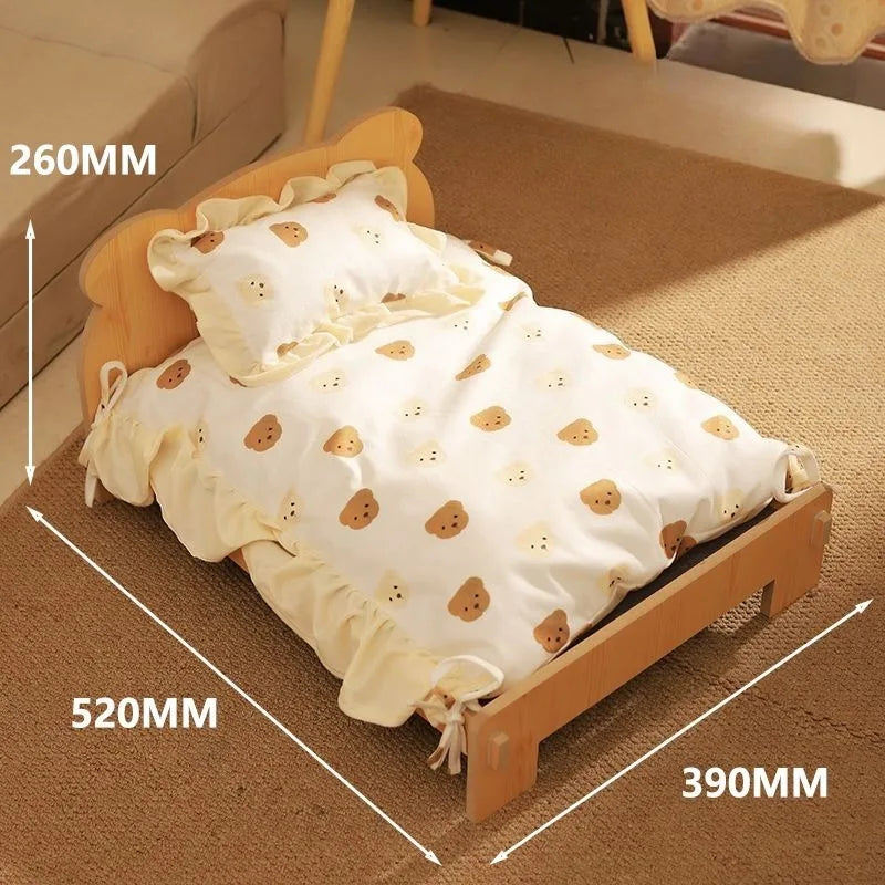 Wooden Cat Bed Keep Warm Rest Cat Kennel Removable and Washable Four-season Cat Bed Cute Wooden Shape Sleeping Pet Products